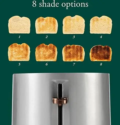 Готовый тостер на 2 ломтика | Очень широкие прорези, дополнительный подъем для вафель, выпечки, техасских тостов и многого другого | 4 предустановленных функции, 8 Ша 3